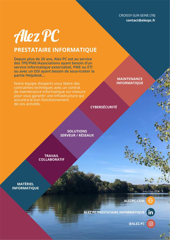 Plaquette commerciale Alez PC - Prestataire informatique en maintenance informatique